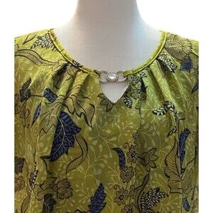 Notations Woman Floral Print Built in Cami Sheer Blouse Sz Small Kimono Whimsy